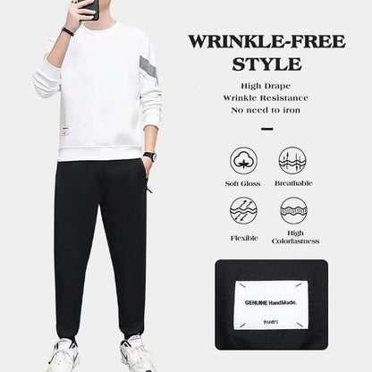 Mens Oversized Outfits Casual Sports Two Piece Set for Spring and Autumn