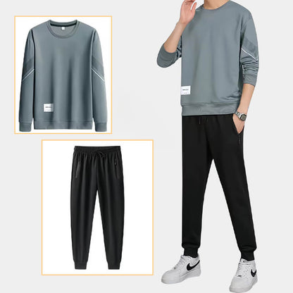 Mens Oversized Outfits Casual Sports Two Piece Set for Spring and Autumn