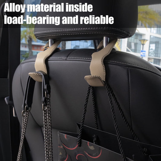 Leather Car Seat Back Headrest Hooks(2-Pack)