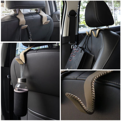 Leather Car Seat Back Headrest Hooks(2-Pack)