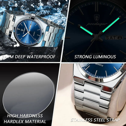 POEDAGAR Luxury Waterproof Luminous Watch For Man