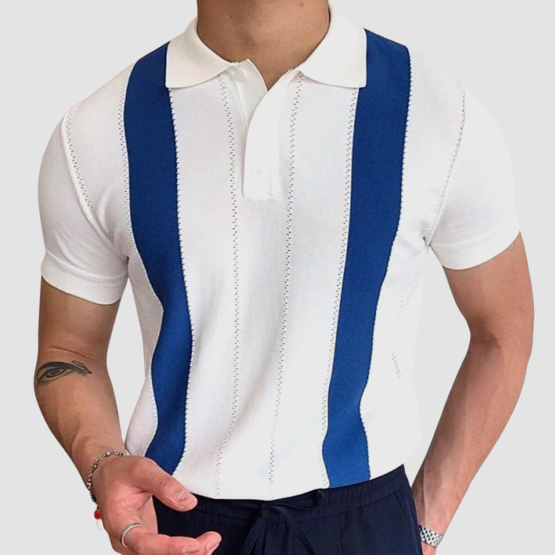 Paolo Striped Polo White-Blue T-Shirts